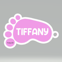 llavero-patita-tiffany.png STL file Llavero Tiffany baby shower - Keychain name Tiffany・3D printer model to download, tridys3d