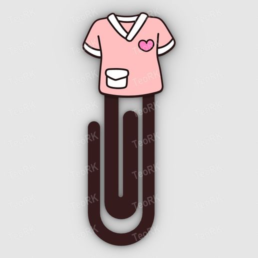 Paperclip Nurse Clothing - bookmark - 3MF pre-painted , STL