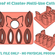 Leaf1ClusterSTLScreenshot.png Leaf #1 Cluster polymer clay cutter STL file