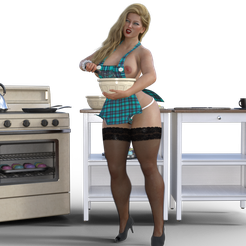 cook.png STL file VOLUPTUOUS HOUSEWIFE COOK IN SEXY OUTFIT・3D printing template to download