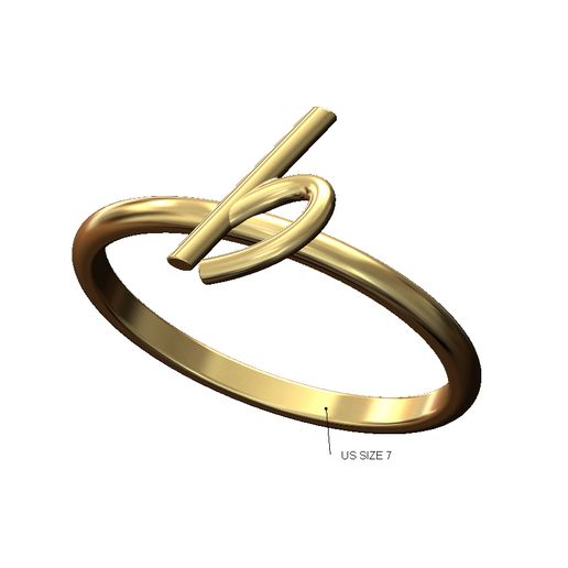 B letter initial 3d lowercase wire stacker ring US size 7 3D print model