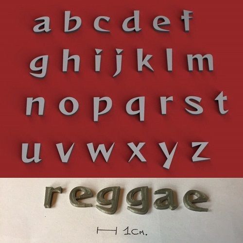 REGGAE lowercase 3D letters STL file - 3D model önizlemesi