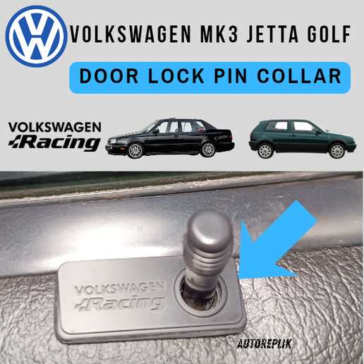 Volkswagen Racing Logo Door Lock Collar Ring Secure Door for PIN Volkswagen Jetta/Golf Mk3 – STL File (9 designs sold separately)