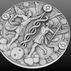 1.jpeg Gemini Zodiac Medallion 3D