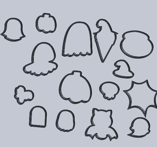 mega Halloween cookie cutter set - 3D model önizlemesi