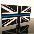 20231002_133445.jpg UK The Thin Blue Line Double Sided Flag Police Law Enforcement Memorial Union Jack With Stand.
