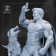 superman_Render9_clay.png SUPERMAN & KRYPTO FULL STATUE + BUST 3D PRINT