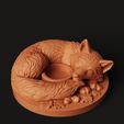 D21.44.jpg Sleeping Fox Tealight Holder STL | Woodland 3D Print | Cozy Art