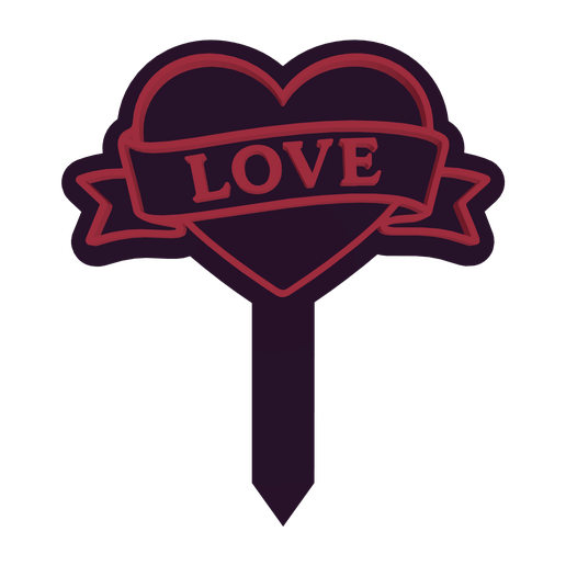 Heart with Love Banner (Cake Topper)