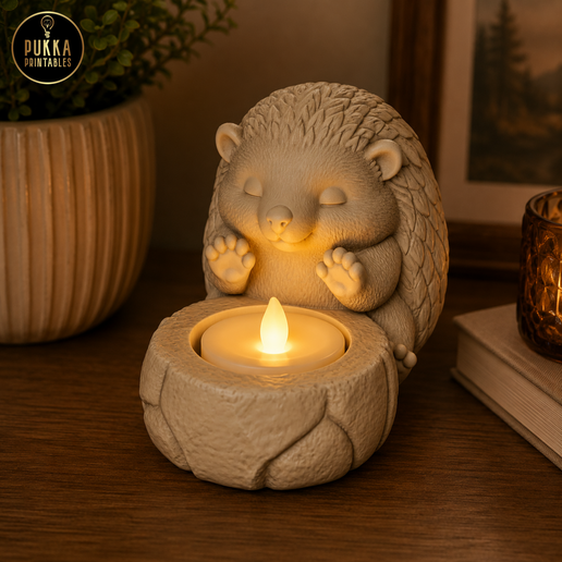 Hedgehog-Tea-Light-Holder_logo.png Hedgehog Tea Light Holder - 3D Printable STL