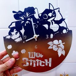 photostudio_1538496232860.jpg STL file Clock Lilo & Stitch + Stitch cookie cutter・3D print model to download