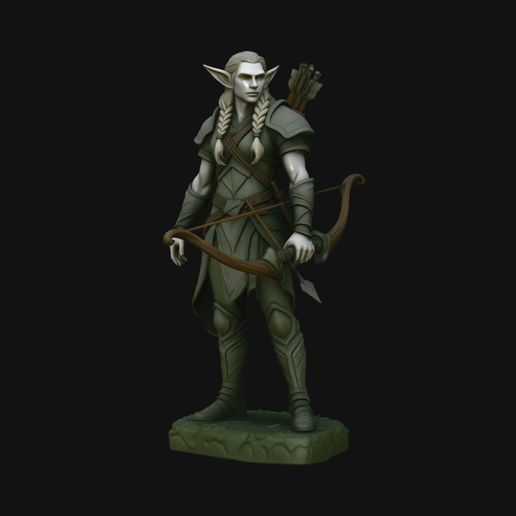 Elven Archer Statue Design 1 - 3D Print Model
