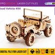 JP-W-4.jpg Carro de guerra 4x4 planos corte láser madera mdf aglomerado de 3mm truck  modelo 3d para armar Laser Cut 3D Puzzle DIY png svg dfx pd