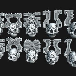 Khorn-Berserker-Heads.jpg STL file Blood & Skulls Enthusiast Helmets・Template to download and 3D print