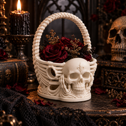 Gothic Skull Basket – 1:12 Miniature STL