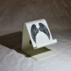 Angle wings sideways.jpg Archivo 3D Soporte de teléfono para alas de ángel・Modelo de impresión 3D para descargar