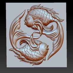twoFish1.jpg Archivo STL gratis lindo pez・Plan de la impresora 3D para descargar
