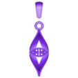 Tri-cluster-Mirored-Open-link-Leaf-pendant.STL Треугольная подвеска с бриллиантовым кластером и шармом в виде витых листьев 3D печатная модель