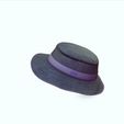 0_00021.jpg HAT 3D MODEL - Top Hat DENIM RIBBON CLOTHING DRESS British Fedora Hat with Belt Buckle Wool Jazz Hat for Autumn Winter Valentino Garavani - Rabbit skin calfskin ribbon antique