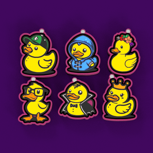 🦆 Duck Squad Mold Bundle 2 | 6 Cute Ducks for Freshies, Resin & Keychains 3D model