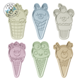 Kawaii_Ice_Cream_ALL.png Frog - Kawaii Ice Cream (no 2) - Cookie Cutter - Fondant - Polymer Clay