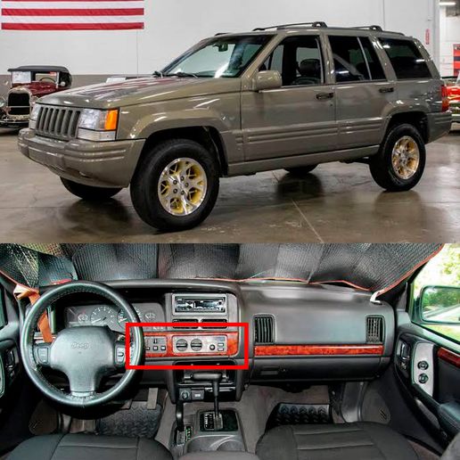 Jeep Grand Cherokee ZJ Wood Grain Dash Trim Bezel 55115116 12050, 55356625 12050