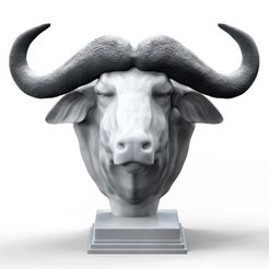 Preview.1.jpg Download OBJ file African Buffalo Head Statue • 3D printer model, niklevel