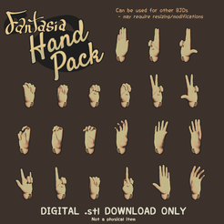 fantasia-hand-pack.png Ball Jointed Doll BJD Posed Hand Pack - (Fantasia's Hands by AelithArt) - 3D Print file .STL DOWNLOAD