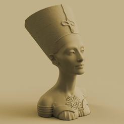 Queen_1.png Free STL file Queen of Egypt Bust Flower Pot・3D printer design to download, SylvanKnight