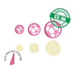 7772595_A_1.png Soccer ball #2, Football mom collection, 3 Sizes, Digital STL File For 3D Printing, Polymer Clay Cutter,Earrings, Cookie, sharp, strong edge