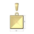 Concaved-faceted-square-cushion-pendant-charm-06.jpg Quadratische konkave Kissen Anhänger Charme mit Bügel 3D-Druck Modell