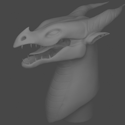 Dragon-Left-Front.png Archivo STL Busto cabeza de dragón・Modelo para descargar y imprimir en 3D