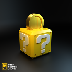 Final1.png STL file Money Box Brick + Coin Mario Bros Piggy Bank・3D print design to download