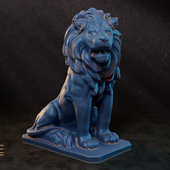 sitting-Lion-3D-Printable-01.png Lion sitting 3D printable for decoration and Tabletop