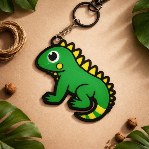 Cute Green Iguana Keychain