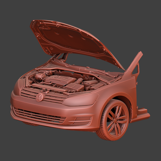 VW GOLF MK7 TSi 2015 (7ThGen) FrontClip/Enginebay 3D Scan