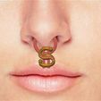 Fem-jewel-septum-202-00.jpg STL file fake DOLLAR nose hook FAKE NIPPLE PIERCING Female Male Septum Barbaella Non-Piercing Body Jewellery Weight femJ-202 3d print cnc・3D printing idea to download