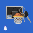 Render2.png Basketball hoop key holder and basketball ball keychain