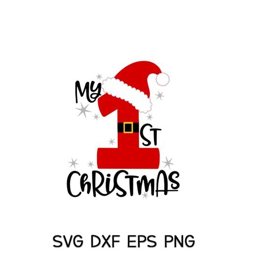 First Christmas SVG, 1st Baby Christmas Shirt SVG - 3D model önizlemesi