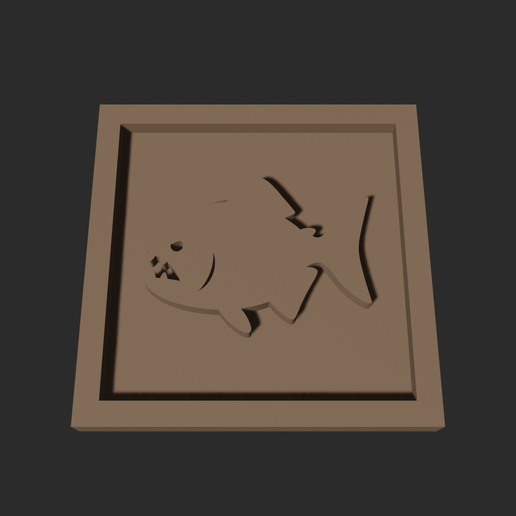 Piranha Square – 3D Printable Game Token