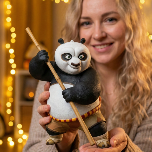 Kung Fu Bear 3D Printable STL File | Bamboo Staff Warrior Miniature | Anthropomorphic Bear Fighter