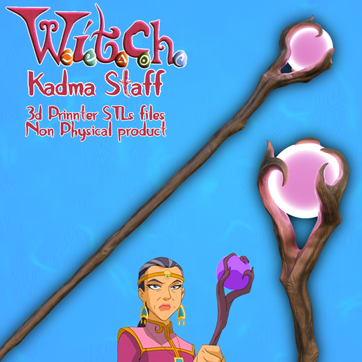 Fantasy Kadma Cosplay Wizard Magic Wood Staff W.i.t.c.h. Jetix Series