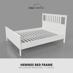 HEMNES BED FRAME DOLLHOUSE MINIATURE 1:12 SCALE STL file IKEA-INSPIRED HEMNES BED MINIATURE FURNITURE 3D MODEL・3D printing design to download, RAIN