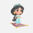 jasmin-2.png Figura Chibi Kawaii Princesa Jasmine - Coleccionable Disney Imprimible 3D con Base Alfombra Mágica