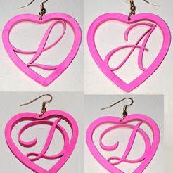 EJEMPLO.jpg Fichier STL Boucles d'oreilles Alphabet en coeur A-Z・Modèle imprimable en 3D à télécharger