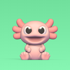 Cod191-Axolotl-Laughing-1.png 3D file Axolotl Laughing・Template to download and 3D print