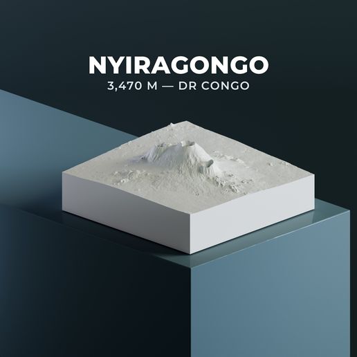 Nyiragongo (3,470m) 3D Model STL — The Volcano with a Lava Lake, DR Congo