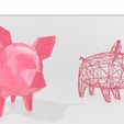 2.jpg Pig - Pig - Voxel - LowPoly - Wireframe 3D Model Print