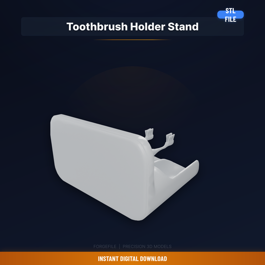 Toothbrush Holder Stand, Holds 4 Brushes, Drainage - 3D Printable STL File