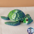 01.png Cute Articulated sea Turtle, print in place, no supports
